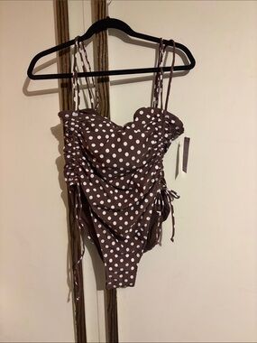 wild fable Brown Polka Dot One-Piece Swimsuit
